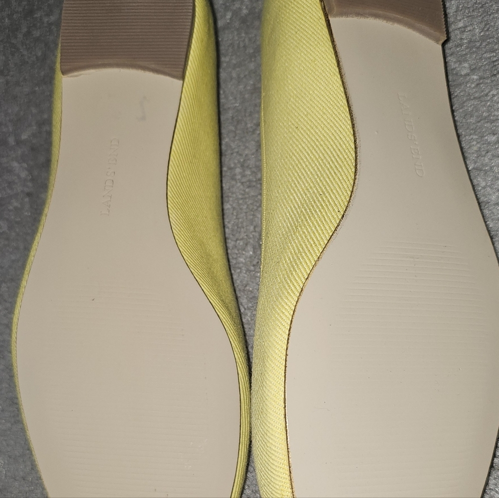 LANDS' END Yellow Fabric Round Toe Ballet Flat Shoes Size 8B